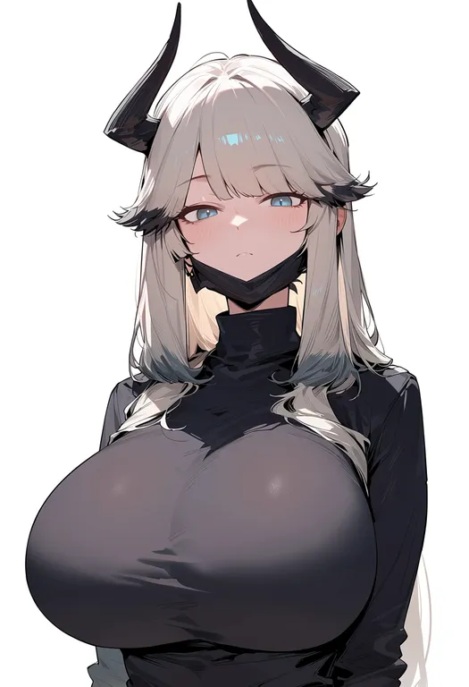 masterpiece, best quality, score_7, safe, mountain (arknights), arknights, solo, upper body, simple background — by k3scat, made with ComfyUI