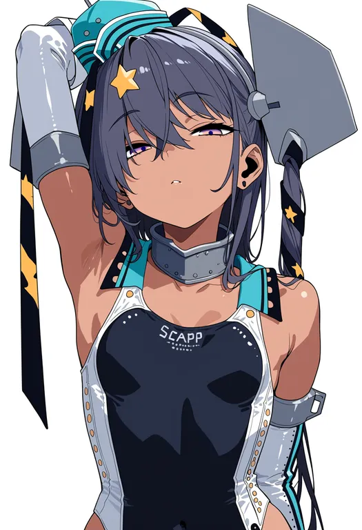 masterpiece, best quality, score_7, safe, scamp (kancolle), solo, upper body, simple background — by k3scat, made with ComfyUI