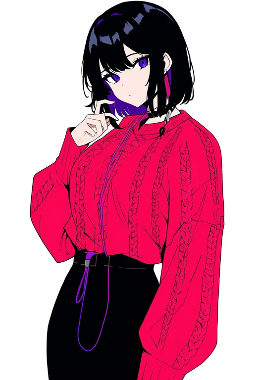 masterpiece, best quality, newest, absurdres, highres, safe, cable_knit, 1girl, solo, simple_background — by k3scat, made with ComfyUI