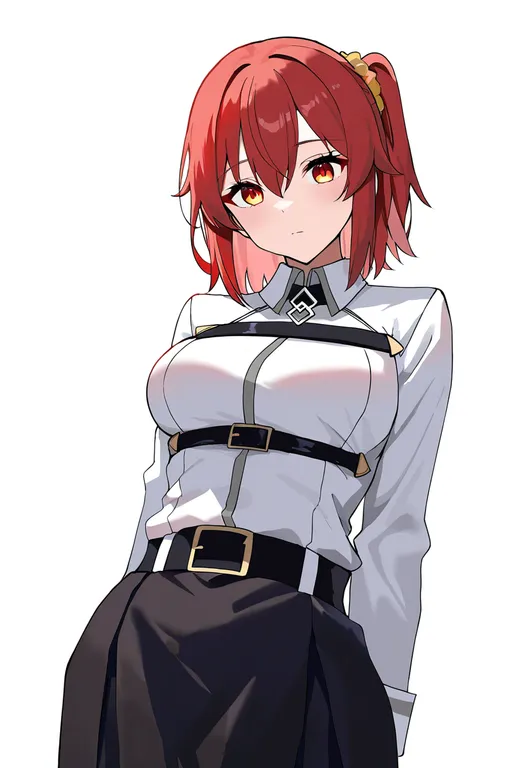 masterpiece, best quality, newest, absurdres, highres, safe, chaldea_uniform, 1girl, solo, simple_background — by k3scat, made with ComfyUI