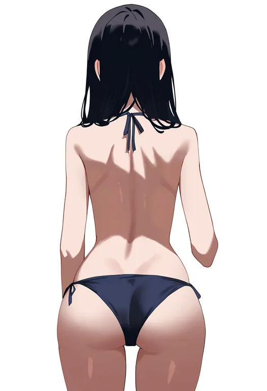 masterpiece, best quality, newest, absurdres, highres, safe, unworn_bikini_bottom, 1girl, solo, simple_background — by k3scat, made with ComfyUI