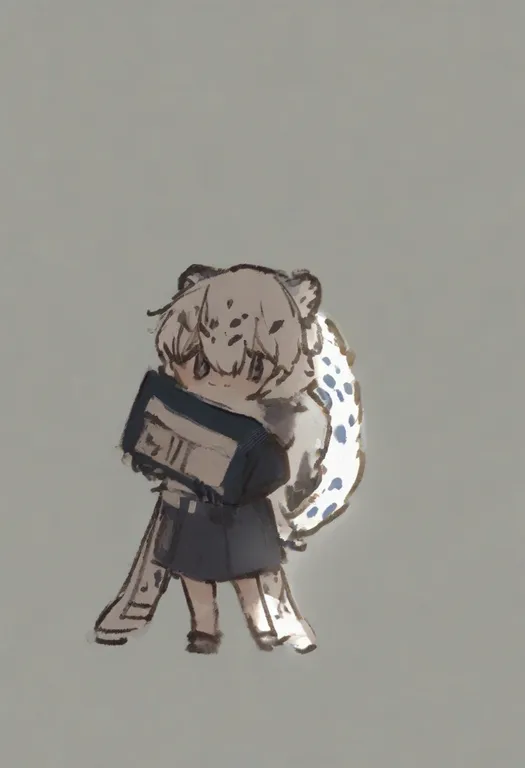 masterpiece, best quality, general, snow leopard tail, 1girl, solo, simple background — by k3scat, made with ComfyUI