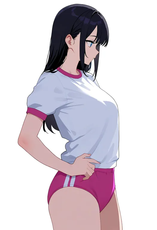 masterpiece, best quality, newest, absurdres, highres, safe, pink_buruma, 1girl, solo, simple_background — by k3scat, made with ComfyUI