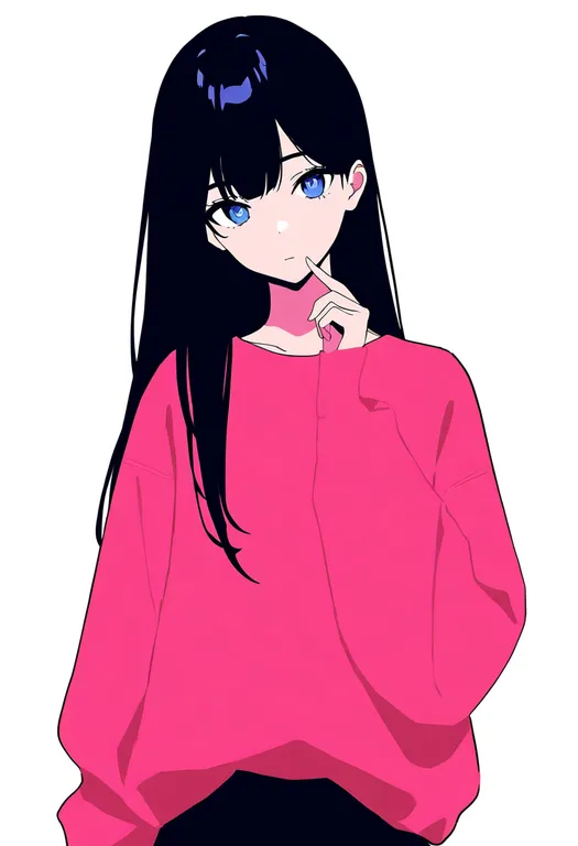 masterpiece, best quality, newest, absurdres, highres, safe, pink_sweater, 1girl, solo, simple_background — by k3scat, made with ComfyUI