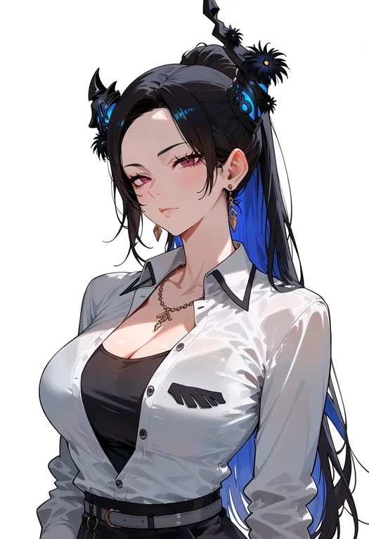 masterpiece, best quality, score_7, safe, nerissa ravencroft (casual), solo, upper body, simple background — by k3scat, made with ComfyUI