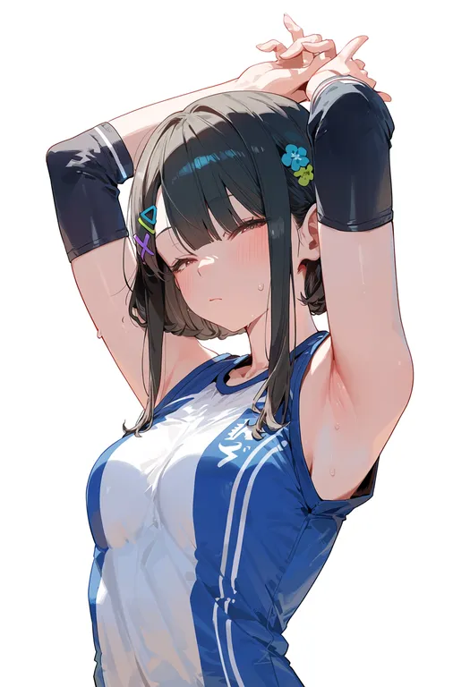 masterpiece, best quality, score_7, safe, tokisaki asaba (niliu chahui), solo, upper body, simple background — by k3scat, made with ComfyUI