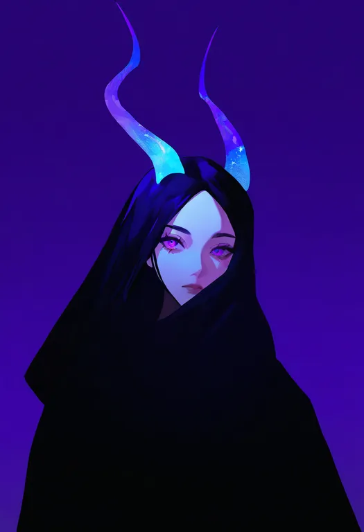 masterpiece, best quality, newest, absurdres, highres, safe, purple_horns, 1girl, solo, simple_background — by k3scat, made with ComfyUI
