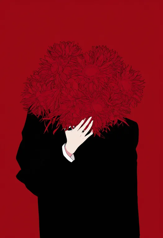 masterpiece, best quality, newest, absurdres, highres, safe, red_flower, 1girl, solo, simple_background — by k3scat, made with ComfyUI