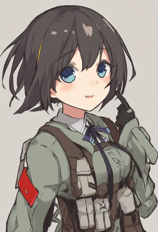 masterpiece, best quality, general, commander (girls' frontline), girls' frontline, solo, upper body, simple background — by k3scat, made with ComfyUI