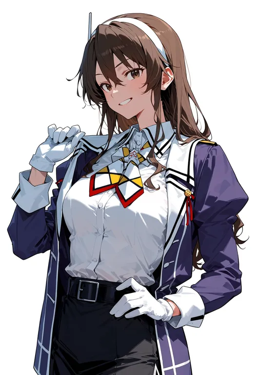 masterpiece, best quality, score_7, safe, ashigara kai ni (kancolle), solo, upper body, simple background — by k3scat, made with ComfyUI