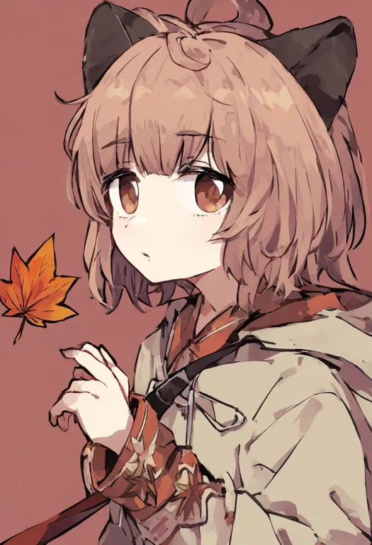 masterpiece, best quality, general, maple leaf, 1girl, solo, simple background — by k3scat, made with ComfyUI