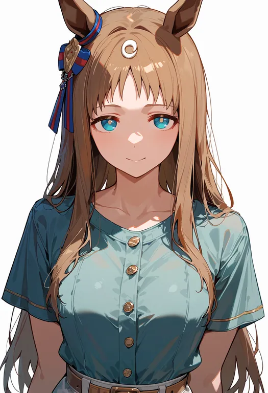 masterpiece, best quality, score_7, safe, grass wonder (stone-piercing blue) (umamusume), umamusume, solo, upper body… — by k3scat, made with ComfyUI
