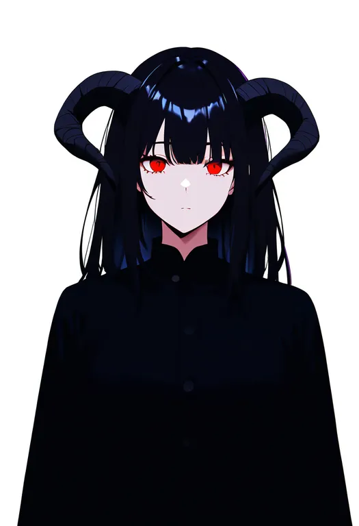 masterpiece, best quality, newest, absurdres, highres, safe, curled_horns, 1girl, solo, simple_background — by k3scat, made with ComfyUI