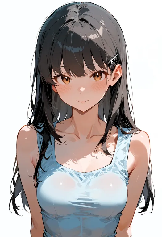 masterpiece, best quality, score_7, safe, hayashio (kancolle), solo, upper body, simple background — by k3scat, made with ComfyUI