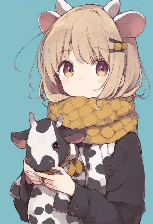 masterpiece, best quality, general, year of the ox, 1girl, solo, simple background — by k3scat, made with ComfyUI
