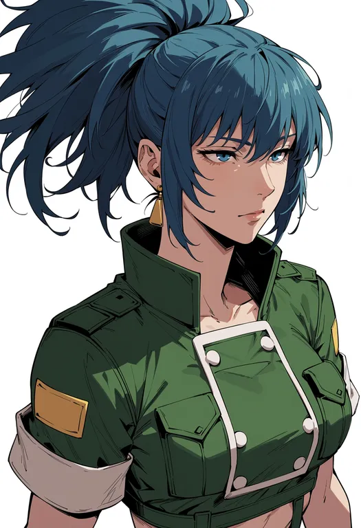 masterpiece, best quality, score_7, safe, leona heidern, solo, upper body, simple background — by k3scat, made with ComfyUI