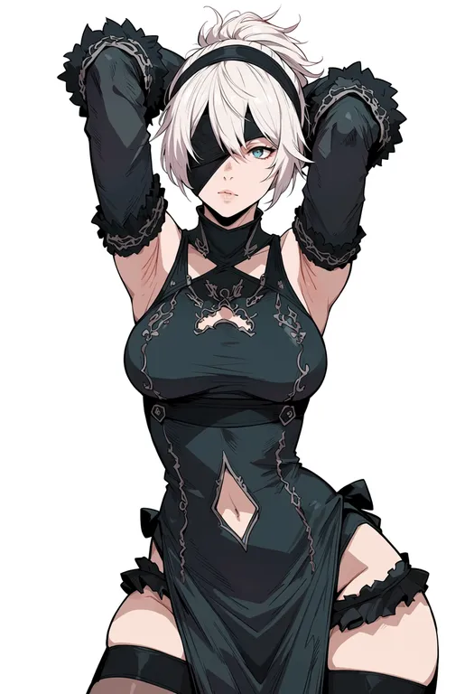 masterpiece, best quality, score_7, safe, nier, solo, simple background — by k3scat, made with ComfyUI