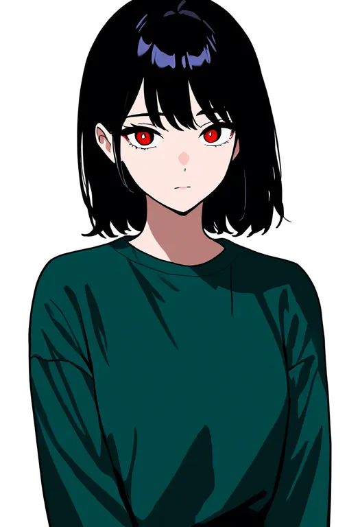 masterpiece, best quality, newest, absurdres, highres, safe, green_shirt, 1girl, solo, simple_background — by k3scat, made with ComfyUI