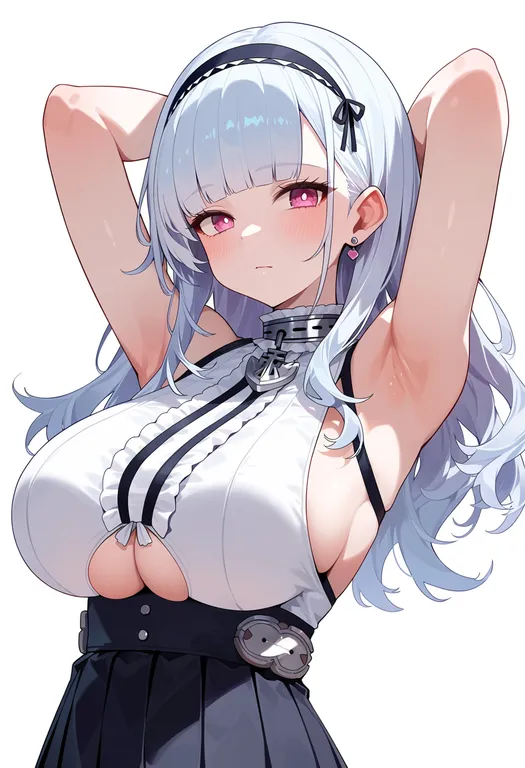 masterpiece, best quality, score_7, safe, dido (azur lane), azur lane, solo, upper body, simple background — by k3scat, made with ComfyUI