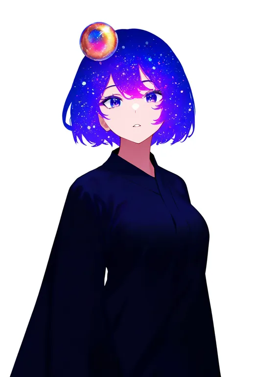 masterpiece, best quality, newest, absurdres, highres, safe, sphere_hair_ornament, 1girl, solo, simple_background — by k3scat, made with ComfyUI