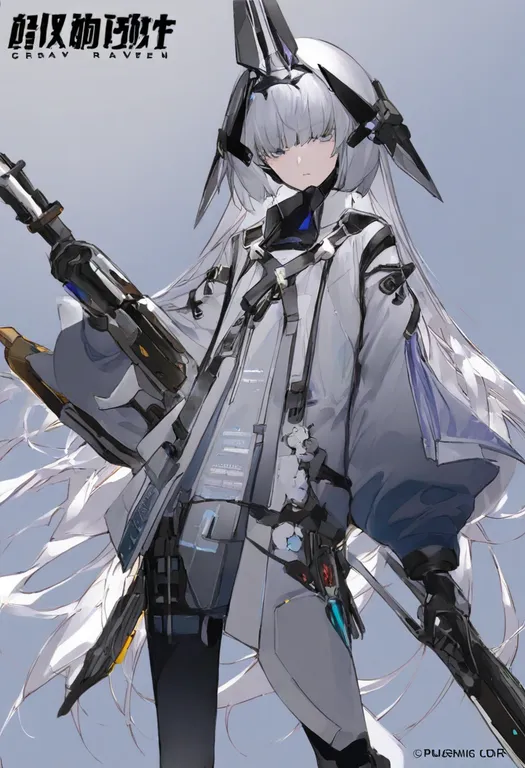 masterpiece, best quality, general, punishing: gray raven, solo, simple background — by k3scat, made with ComfyUI