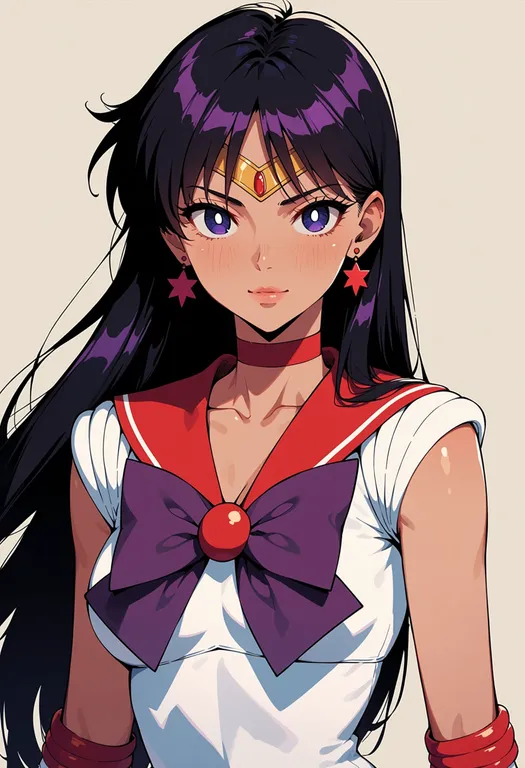 masterpiece, best quality, score_7, safe, sailor mars, solo, upper body, simple background — by k3scat, made with ComfyUI