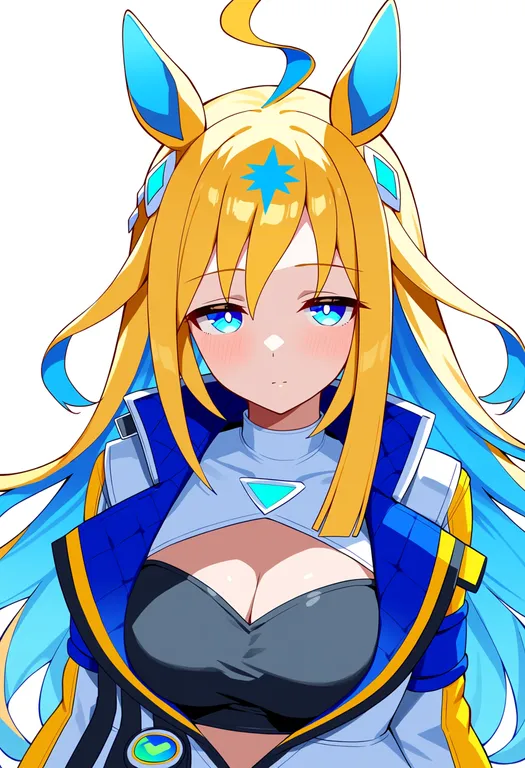 masterpiece, best quality, score_7, safe, neo universe (umamusume), umamusume, solo, upper body, simple background — by k3scat, made with ComfyUI