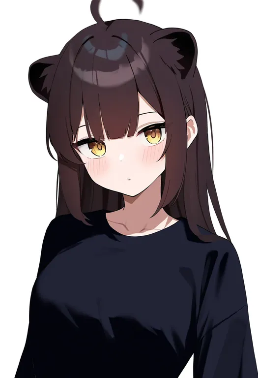 masterpiece, best quality, newest, absurdres, highres, safe, weasel_ears, 1girl, solo, simple_background — by k3scat, made with ComfyUI
