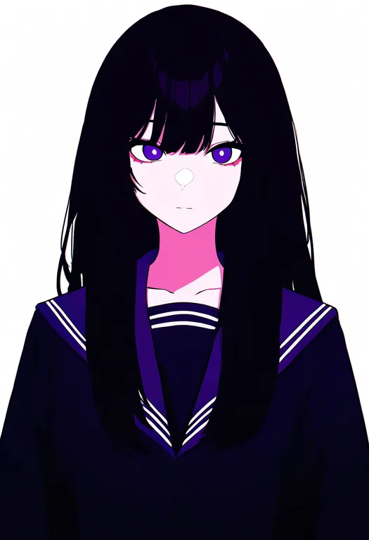masterpiece, best quality, newest, absurdres, highres, safe, purple_serafuku, 1girl, solo, simple_background — by k3scat, made with ComfyUI