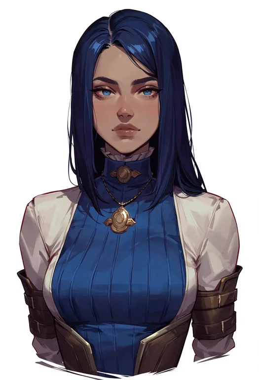 masterpiece, best quality, score_7, safe, arcane caitlyn, solo, upper body, simple background — by k3scat, made with ComfyUI