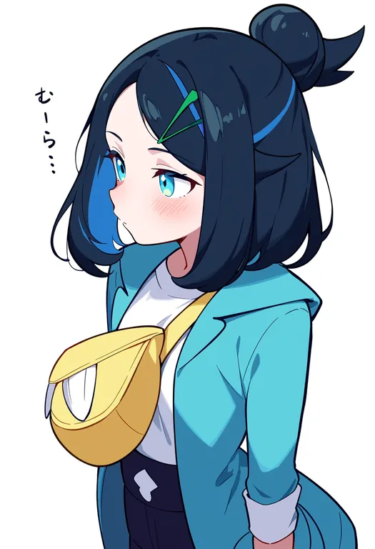 masterpiece, best quality, score_7, safe, liko (pokemon), pokemon, solo, upper body, simple background — by k3scat, made with ComfyUI