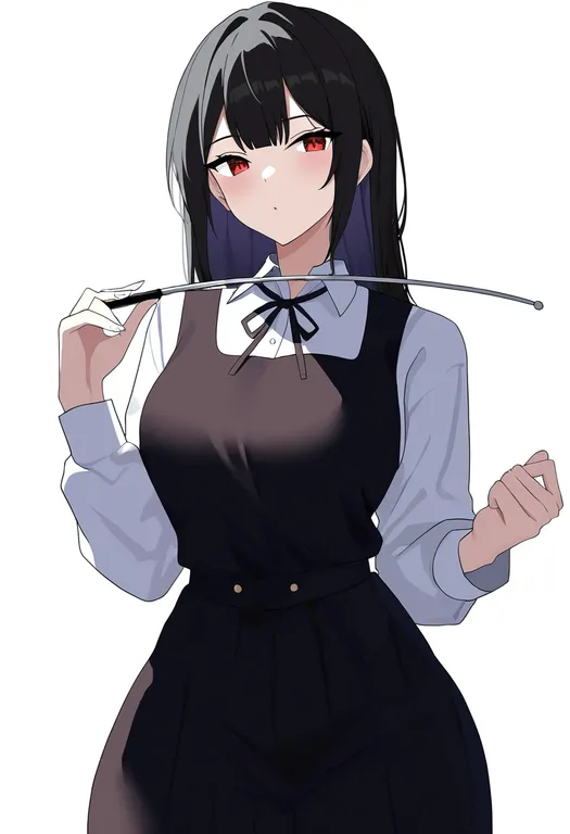 masterpiece, best quality, newest, absurdres, highres, safe, pointer, 1girl, solo, simple_background — by k3scat, made with ComfyUI