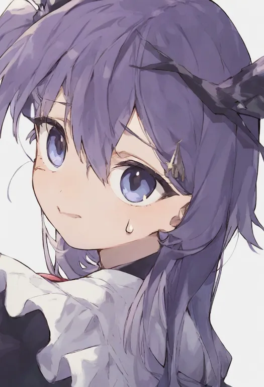 masterpiece, best quality, general, small sweatdrop, 1girl, solo, simple background — by k3scat, made with ComfyUI