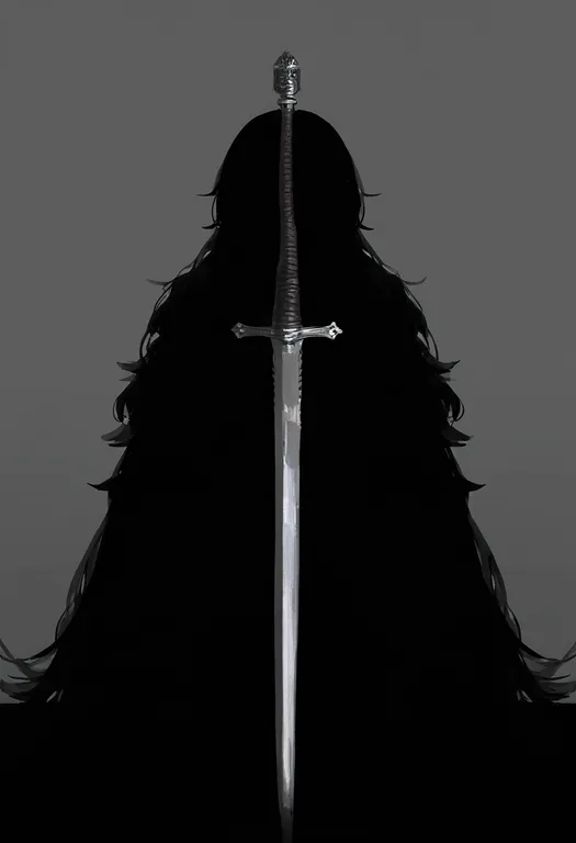 masterpiece, best quality, newest, absurdres, highres, safe, planted_sword, 1girl, solo, simple_background — by k3scat, made with ComfyUI