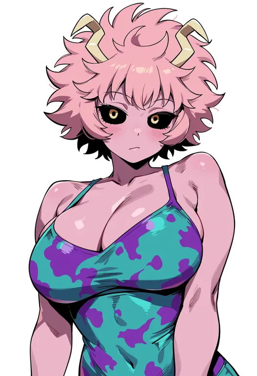 masterpiece, best quality, score_7, safe, ashido mina, solo, upper body, simple background — by k3scat, made with ComfyUI