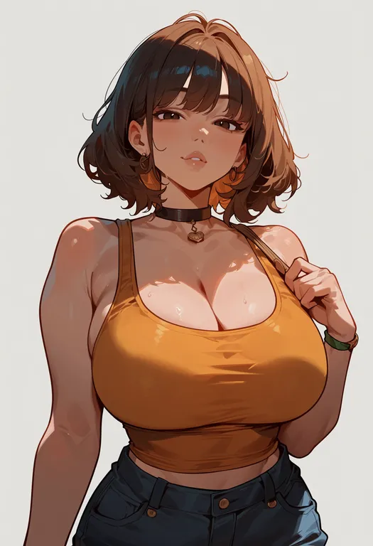 masterpiece, best quality, score_7, safe, doritos, 1girl, solo, upper body, simple background — by k3scat, made with ComfyUI