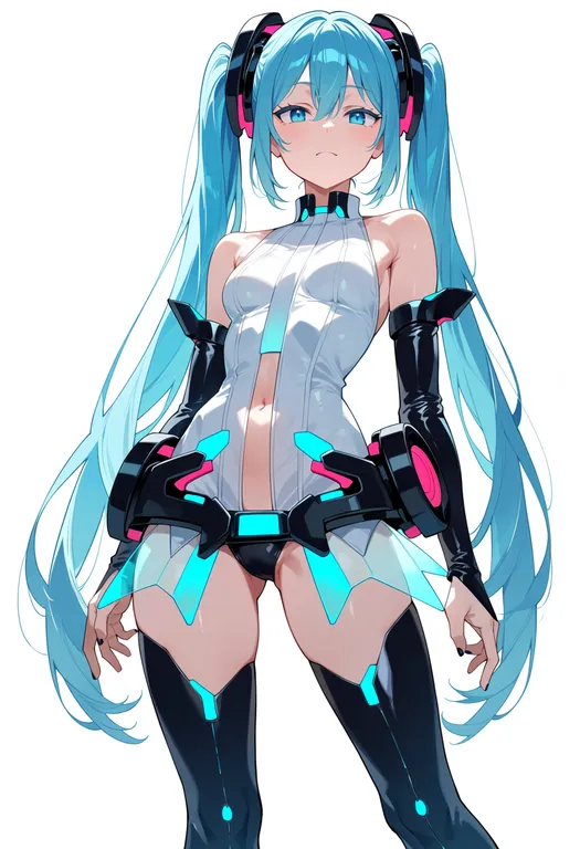 masterpiece, best quality, score_7, safe, quarterly pixiv 2 miku append, solo, simple background — by k3scat, made with ComfyUI