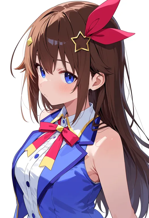 masterpiece, best quality, score_7, safe, tokino sora (1st costume), solo, upper body, simple background — by k3scat, made with ComfyUI