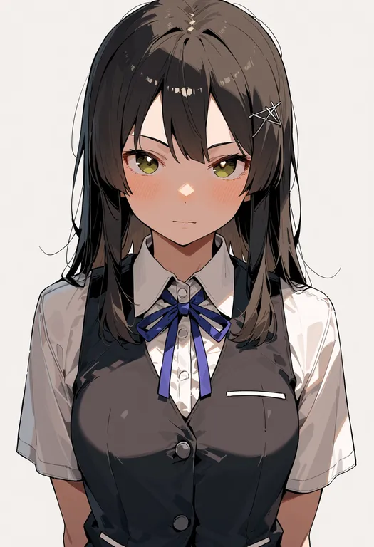 masterpiece, best quality, score_7, safe, oyashio (kancolle), solo, upper body, simple background — by k3scat, made with ComfyUI