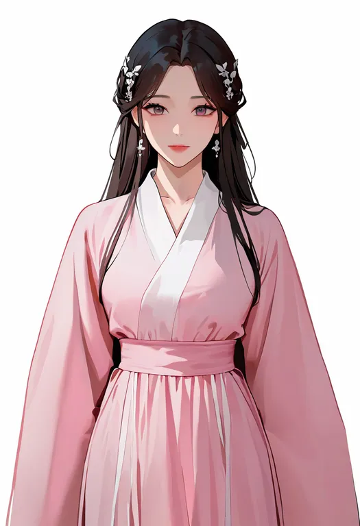 masterpiece, best quality, newest, absurdres, highres, safe, white_hanfu, 1girl, solo, simple_background — by k3scat, made with ComfyUI