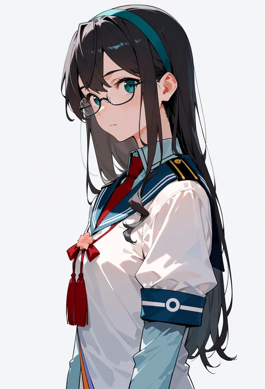 masterpiece, best quality, score_7, safe, ooyodo (kancolle), kantai collection, solo, upper body, simple background — by k3scat, made with ComfyUI