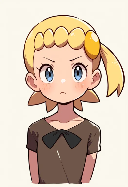 masterpiece, best quality, score_7, safe, bonnie (pokemon), pokemon, solo, upper body, simple background — by k3scat, made with ComfyUI