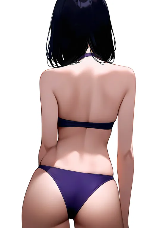 masterpiece, best quality, newest, absurdres, highres, safe, purple_bikini, 1girl, solo, simple_background — by k3scat, made with ComfyUI