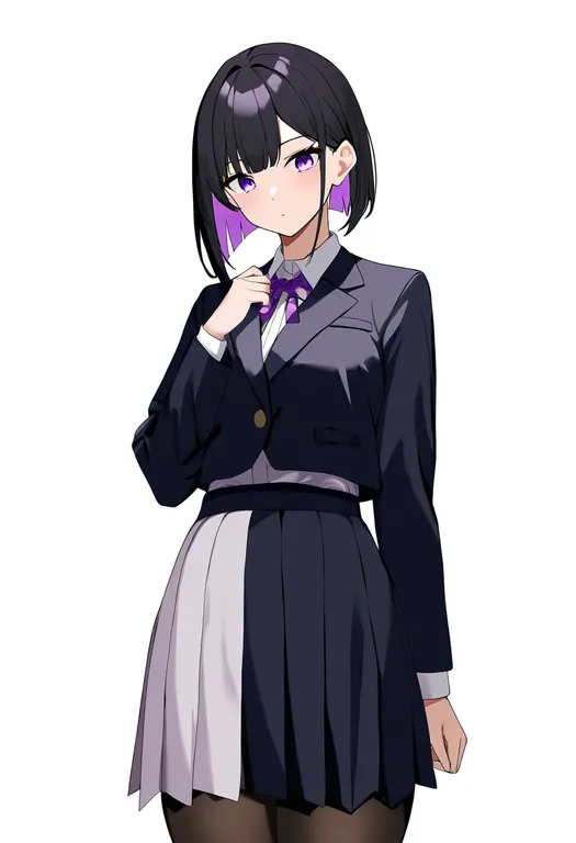 masterpiece, best quality, newest, absurdres, highres, safe, two-tone_skirt, 1girl, solo, simple_background — by k3scat, made with ComfyUI