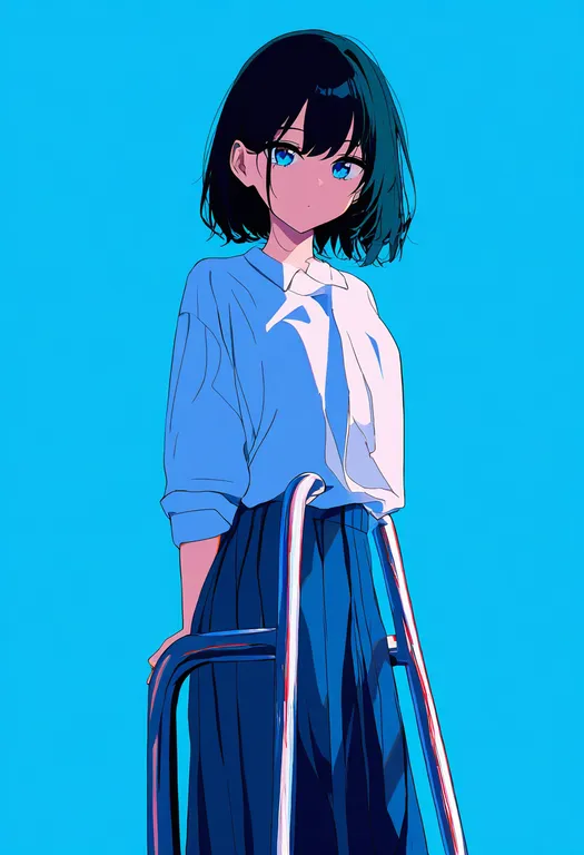 masterpiece, best quality, newest, absurdres, highres, safe, pool_ladder, 1girl, solo, simple_background — by k3scat, made with ComfyUI
