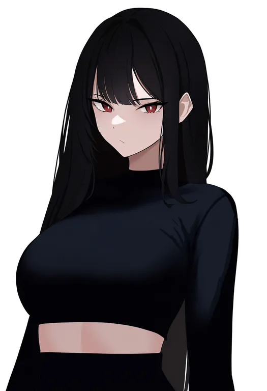 masterpiece, best quality, newest, absurdres, highres, safe, black_tube_top, 1girl, solo, simple_background — by k3scat, made with ComfyUI