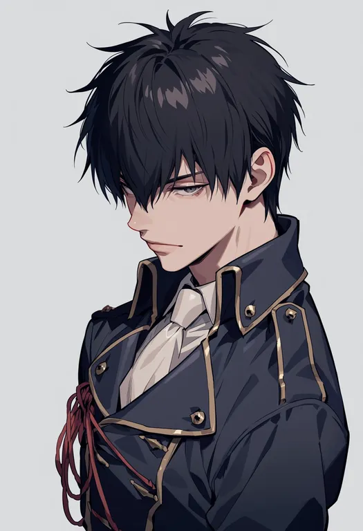 masterpiece, best quality, score_7, safe, hijikata toushirou, solo, upper body, simple background — by k3scat, made with ComfyUI