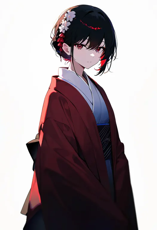 masterpiece, best quality, newest, absurdres, highres, safe, gradient_kimono, 1girl, solo, simple_background — by k3scat, made with ComfyUI