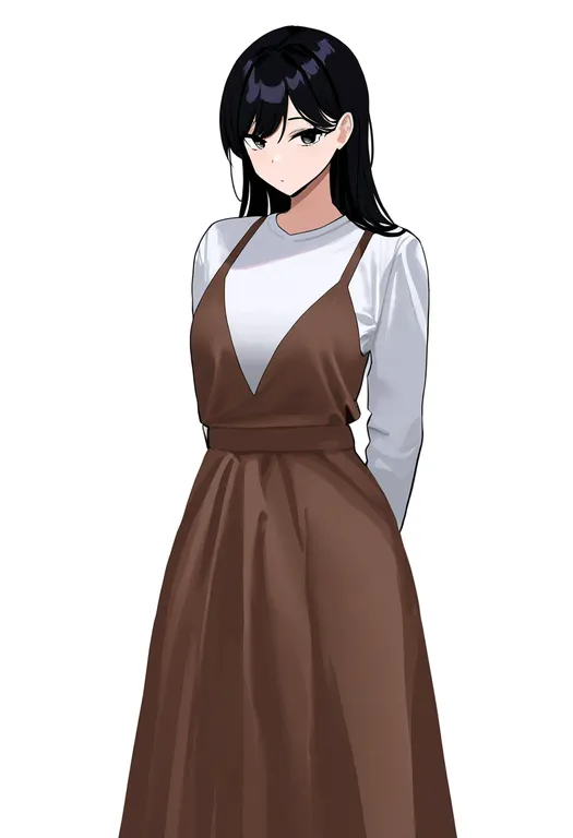 masterpiece, best quality, newest, absurdres, highres, safe, shirt_under_dress, 1girl, solo, simple_background — by k3scat, made with ComfyUI