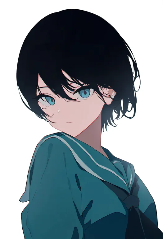 masterpiece, best quality, newest, absurdres, highres, safe, aqua_sailor_collar, 1girl, solo, simple_background — by k3scat, made with ComfyUI